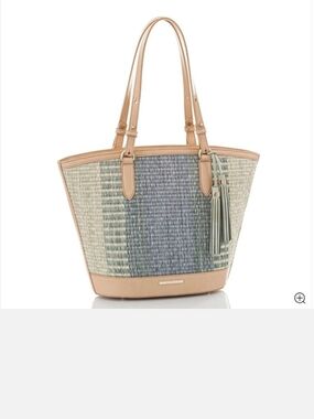 BRAHMIN Woven Tote with Vachetta Leather Trim